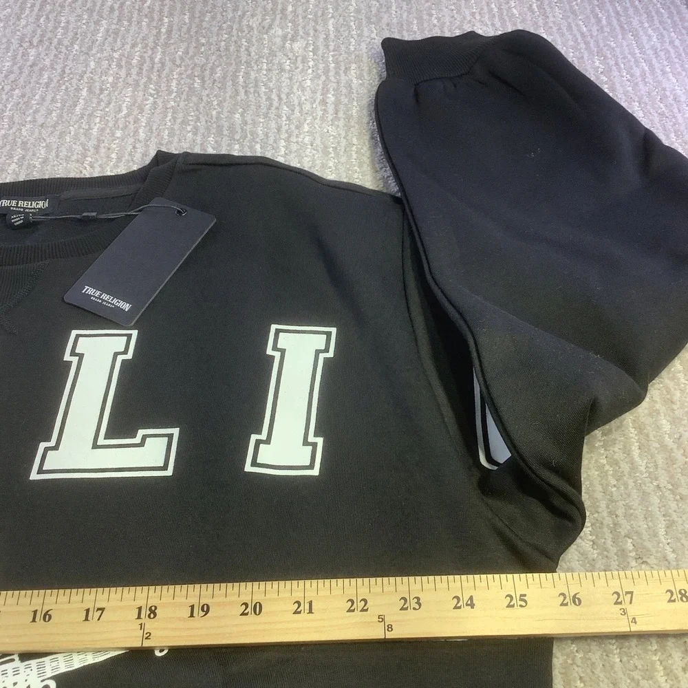 True Religion BF Crew Neck Fashion Pullover Sweatshirt‎ Jet Black XL NWT